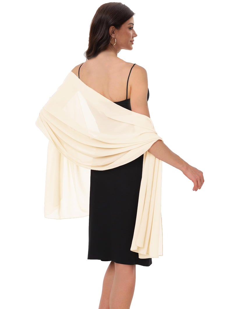 Baoqiya Women's Shawls and Wraps for Evening Dress Chiffon Shawl Soft Elegant Silky Pashmina Wedding Bridal Scarf(Pale champagne, 79"Ã—19") - Image 2